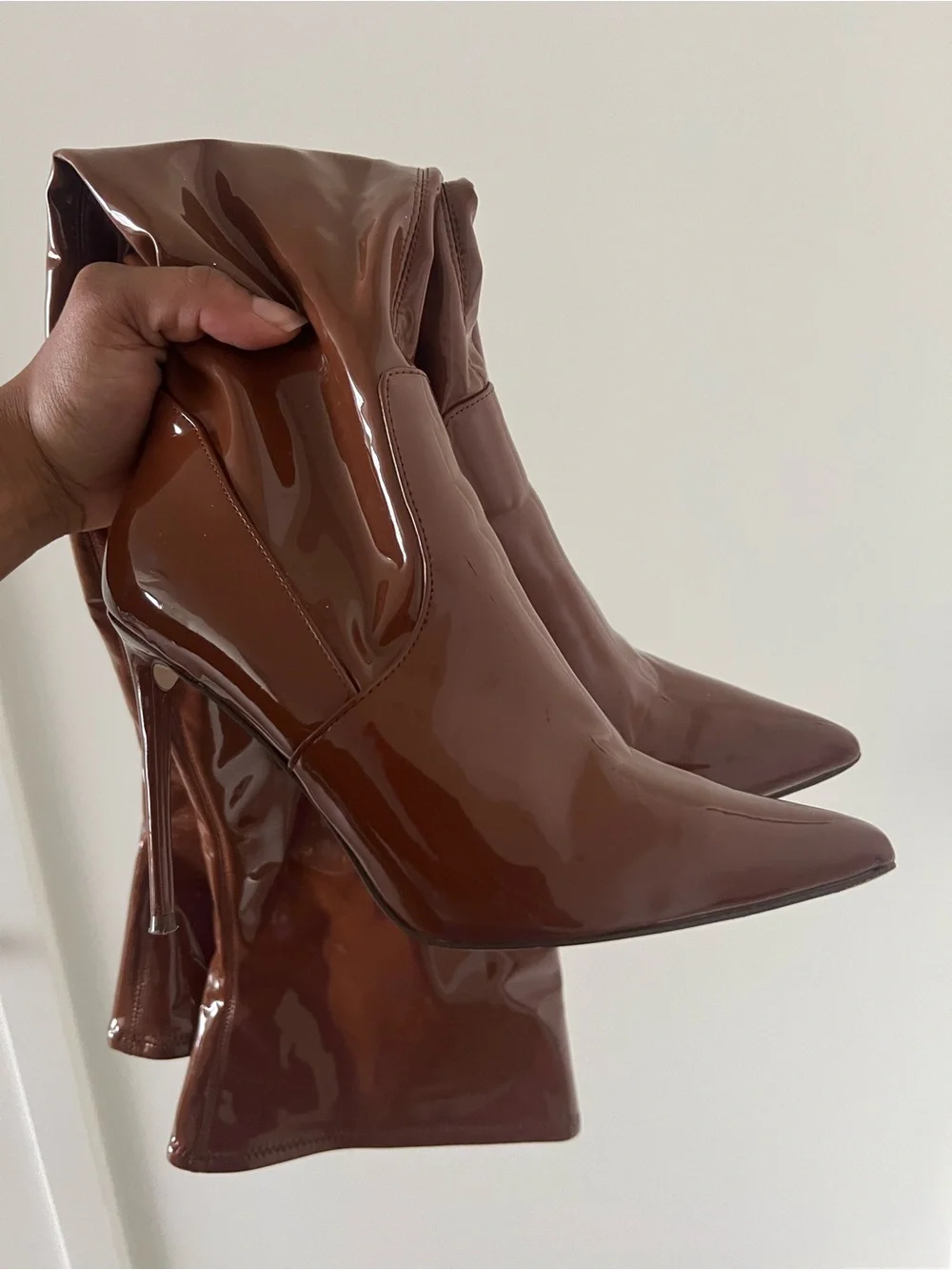 Steve Madden Brown Patent Over-the-Knee Stiletto Boots